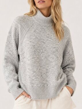 Maeve Heather Light Gray Turtleneck Sweater